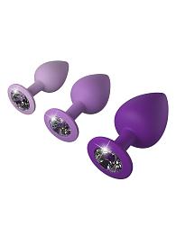 Купить Набор из 3 фиолетовых анальных пробок со стразами Little Gems Trainer Set в Москве.