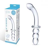 Купить Прозрачный ребристый двусторонний стимулятор Ribbed G-Spot - 20 см. в Москве.