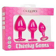Купить Набор из трёх розовых анальных пробок с кристаллом Cheeky Gems в Москве.