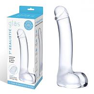 Купить Прозрачный стеклянный фаллос с мошонкой Curved G-Spot - 18 см. в Москве.