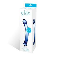 Купить Синий изогнутый фаллоимитатор Curved G-Spot Glass Dildo - 16 см. в Москве.