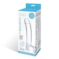 Купить Прозрачный стеклянный фаллос с мошонкой Curved G-Spot - 18 см. в Москве.