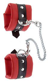 Купить Красно-чёрные наручники на металлической цепочке в Москве.