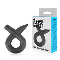 Купить Черное силиконовое эрекционное кольцо Sex Expert в Москве.