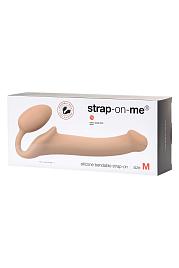 Купить Телесный безремневой страпон Silicone Bendable Strap-On M в Москве.