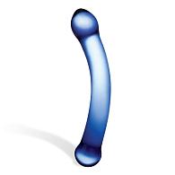 Купить Синий изогнутый фаллоимитатор Curved G-Spot Glass Dildo - 16 см. в Москве.