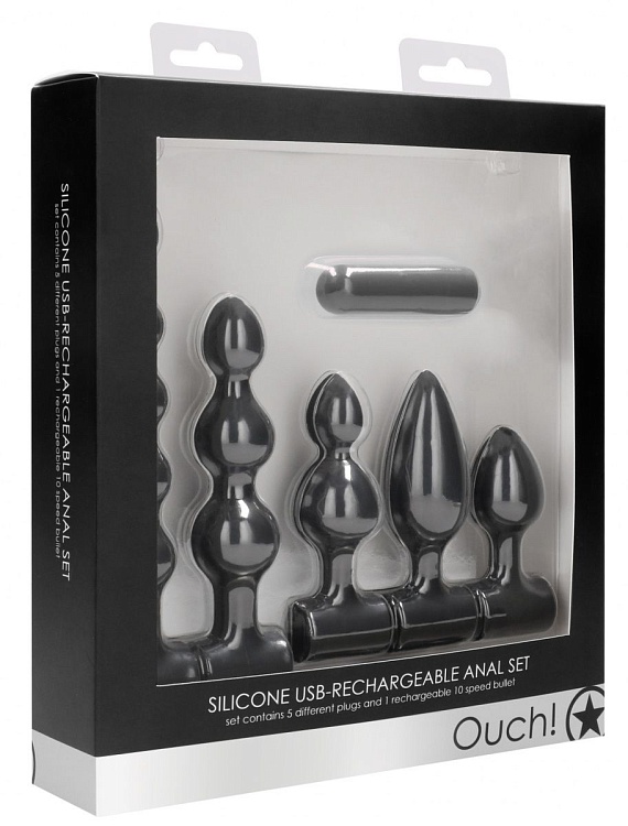 Купить Черный анальный вибронабор USB-Rechargeable Anal Set в Москве.