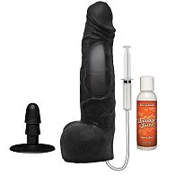 Купить Черный фаллоимитатор с имитацией эякуляции Wet Works 10 Dual Density ULTRASKYN Squirting Cumplay Cock - 26,7 см. в Москве.