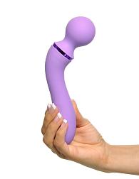 Купить Фиолетовый двусторонний вибростимулятор Duo Wand Massage-Her - 19,6 см. в Москве.