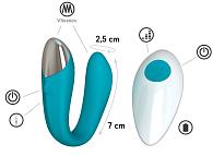 Купить Бирюзовый вибратор для пар Fera с пультом ДУ в Москве.