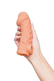 Купить Телесная закрытая насадка с венками Cock Sleeve Size L - 17,6 см. в Москве.