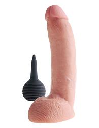 Купить Телесный фаллоимитатор с эффектом семяизвержения Squirting Cock with Balls - 22,9 см. в Москве.