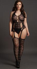 Купить Непрозрачный боди-комбинезон Lace Suspender Bodystocking в Москве.