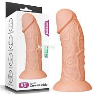 Купить Телесный фаллоимитатор-гигант 9.5 Realistic Curved Dildo - 24 см. в Москве.