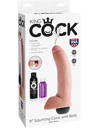 Купить Телесный фаллоимитатор с эффектом семяизвержения Squirting Cock with Balls - 22,9 см. в Москве.