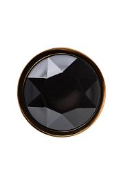 Купить Золотистая гладкая анальная пробка с черным кристаллом - 7 см. в Москве.
