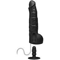 Купить Черный фаллоимитатор с имитацией эякуляции Wet Works 10 Dual Density ULTRASKYN Squirting Cumplay Cock - 26,7 см. в Москве.