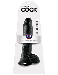 Купить Реалистичный чёрный фаллоимитатор-гигант 10  Cock with Balls - 25,4 см. в Москве.