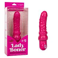 Купить Розовый вибратор-реалистик с блестками Naughty Bits Lady Boner Bendable Personal Vibrator - 20 см. в Москве.