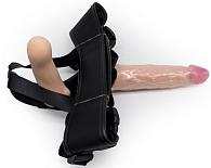 Купить Реалистичный страпон Woman Midi с вагинальной пробкой - 19 см. в Москве.