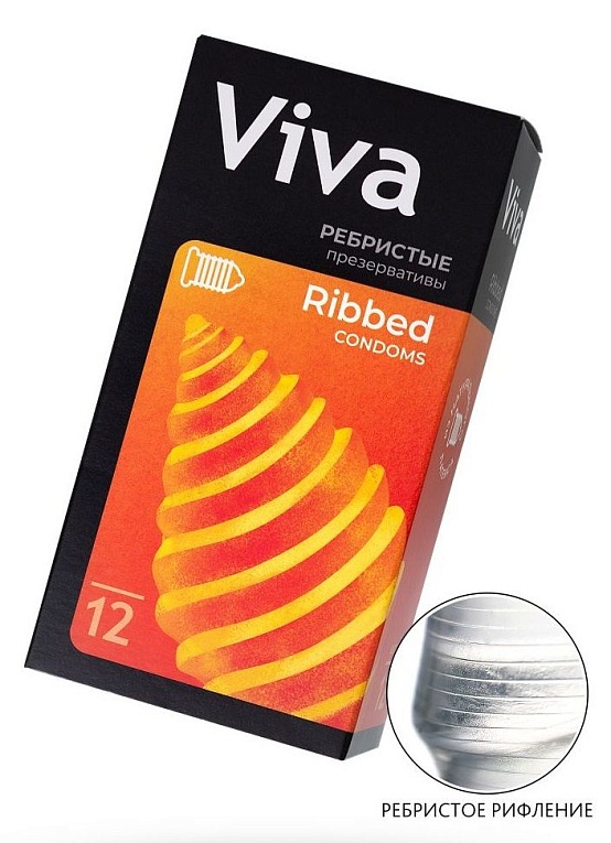 Купить Ребристые презервативы VIVA Ribbed - 12 шт. в Москве.