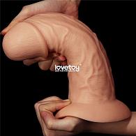 Купить Телесный фаллоимитатор-гигант 9.5 Realistic Curved Dildo - 24 см. в Москве.