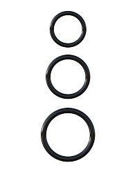 Купить Набор из трех черных эрекционных колец Silicone 3-Ring Stamina Set в Москве.
