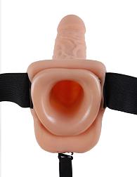 Купить Телесный полый страпон Hollow Strap-On with Balls - 18,9 см. в Москве.