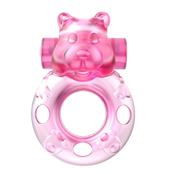 Купить Розовое эрекционное виброкольцо на пенис Pink Bear в Москве.
