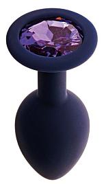 Купить Черничная анальная пробка с фиолетовым кристаллом Gamma L - 9,4 см. в Москве.
