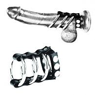 Купить Тройное металлическое кольцо на пенис с регулируемым ремешком в Москве.