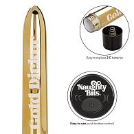 Купить Золотистый классический вибратор Naughty Bits Gold Dicker Personal Vibrator - 19 см. в Москве.