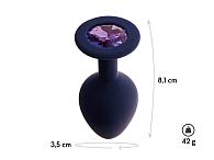 Купить Черничная анальная пробка с фиолетовым кристаллом Gamma M - 8,1 см. в Москве.