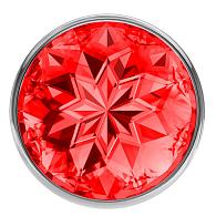Купить Большая серебристая анальная пробка Diamond Red Sparkle Large с красным кристаллом - 8 см. в Москве.