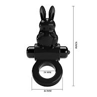 Купить Черное эрекционное кольцо со стимулятором клитора в виде кролика Exciting ring в Москве.