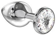 Купить Большая серебристая анальная пробка Diamond Clear Sparkle Large с прозрачным кристаллом - 8 см. в Москве.