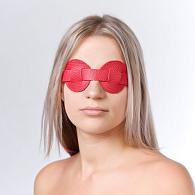 Купить Красная кожаная маска на глаза для эротических игр в Москве.